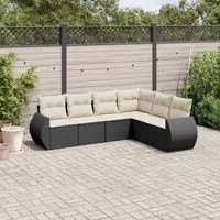 Set Divano da Giardino 6 pz con Cuscini Nero in Polyrattan 3221405