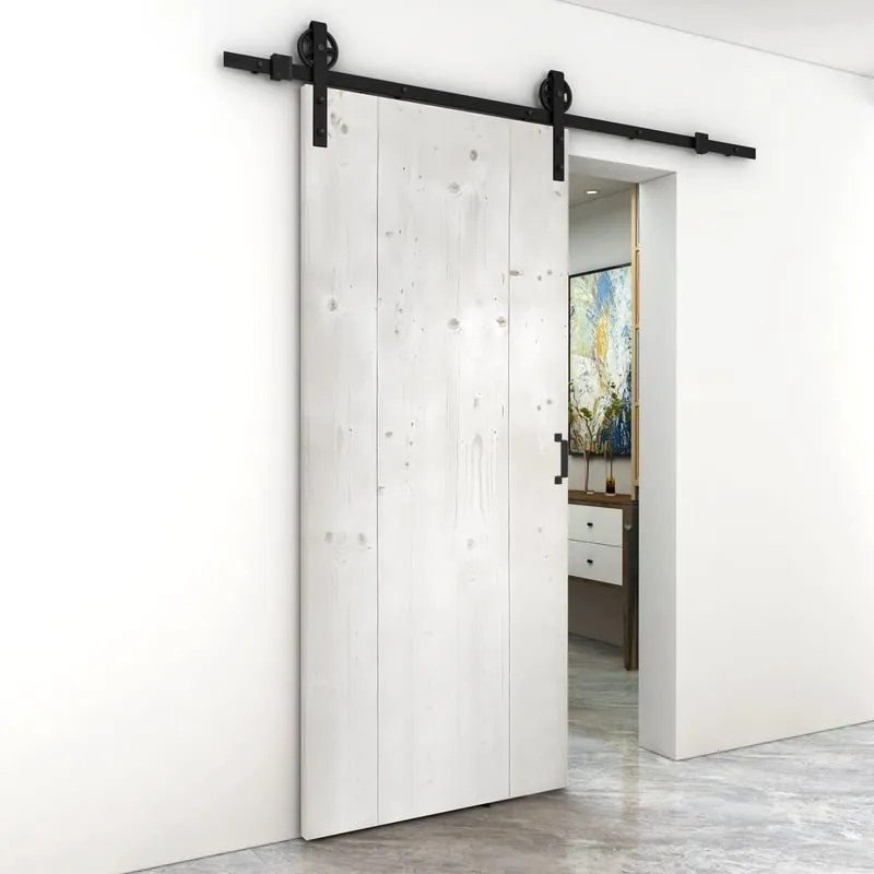 Porta scorrevole reversibile Barn bianco in acciaio bianco, L 86 x H 215 cm, con binario Rodeo