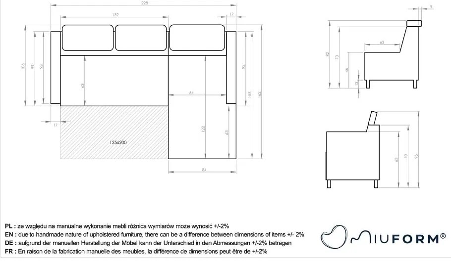 Divano letto angolare in velluto blu scuro (angolo destro) Sweet Harmony - Miuform