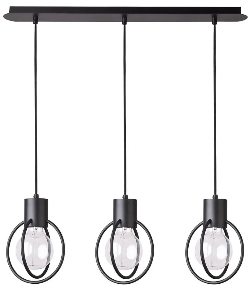 Lampadario a sospensione con filo AURA 3xE27/60W/230V nero