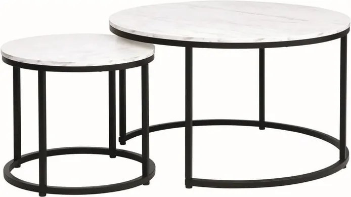Set di Tavolini da caffè Dion effetto marmo bianco/nero opaco