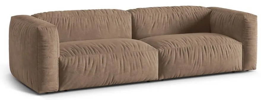 Divano componibile marrone chiaro con rivestimento in velluto 240 cm Martina – Micadoni