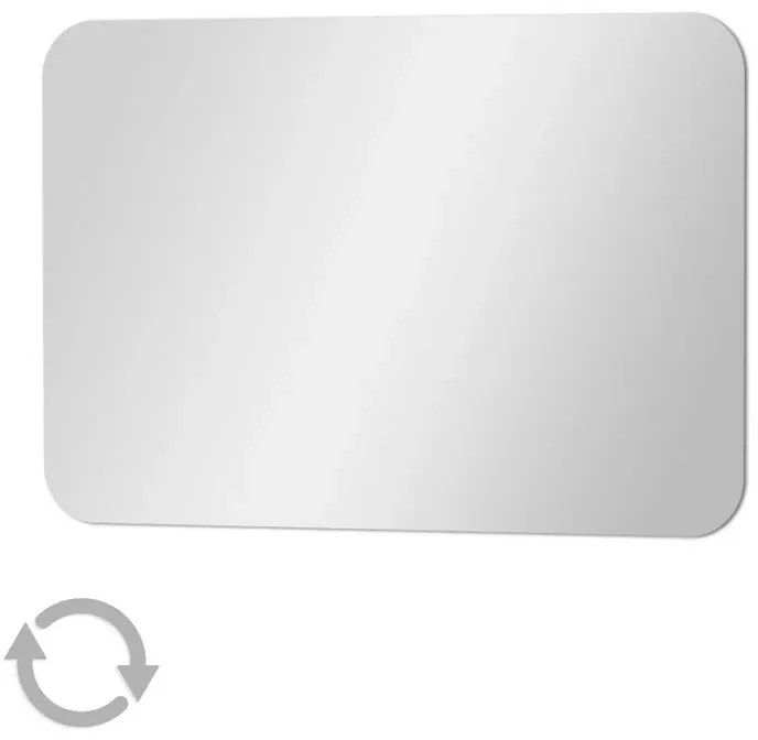 Specchio bagno 70x90 cm con angoli stondati e installazione reversibile