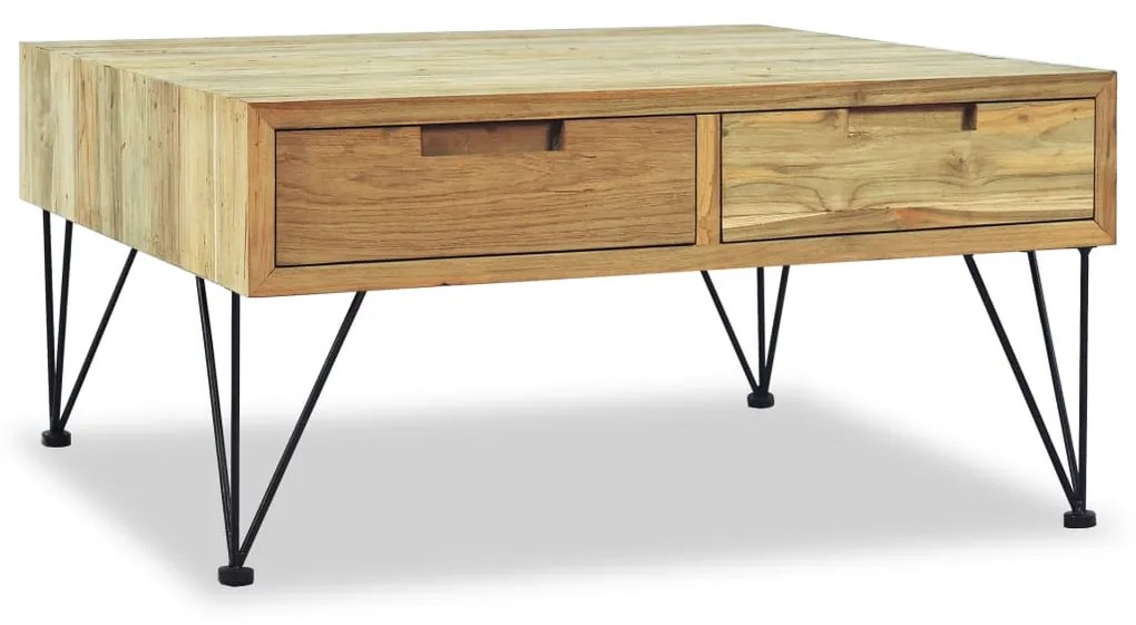 Tavolino Da Salotto 80x80x40 Cm İn Legno Massello Di Teak /