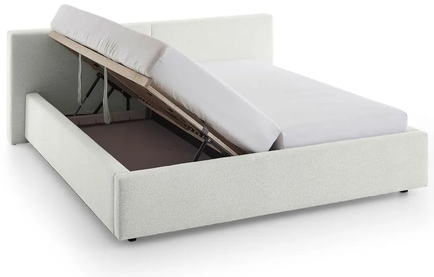 Letto matrimoniale imbottito bianco con contenitore con rete inclusa 160x200 cm Cube – Meise Möbel