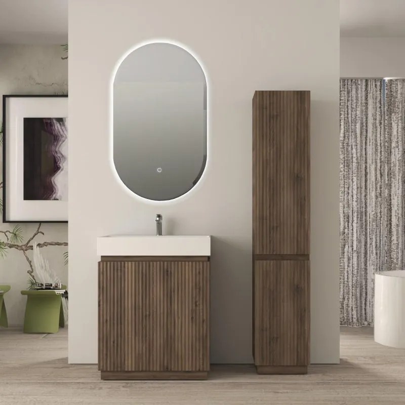 Mobile da bagno sottolavabo Cortina L70 X P45 X H 79cm, cannettato, noce