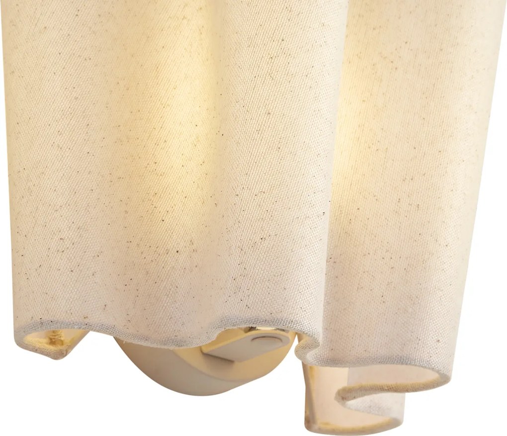 Lampada da parete Japandi beige con lino 20 cm - Oyster
