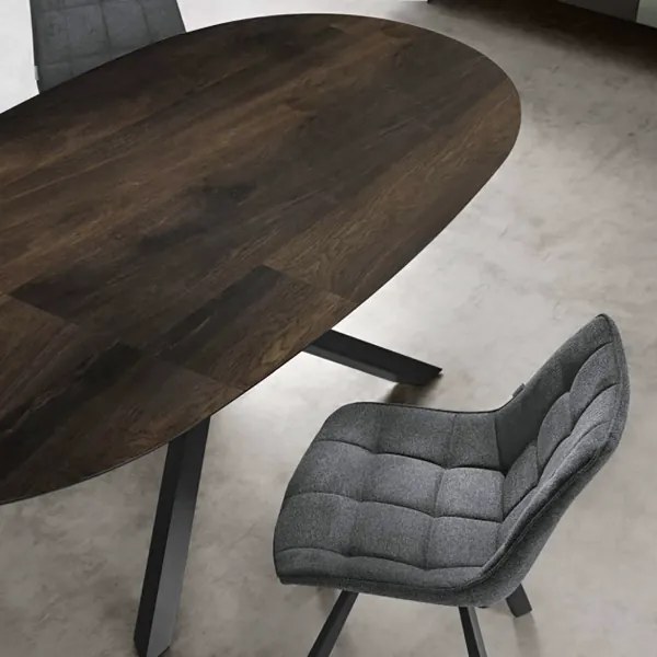 Tavolo ovale fisso con piano in Rovere Termico 210 cm RON