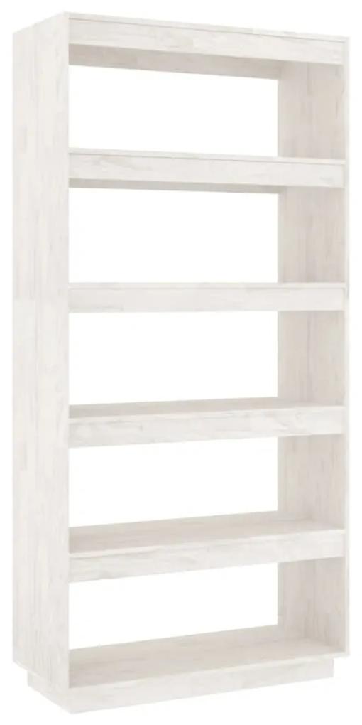 Libreria/divisorio bianco 80x35x167 cm in massello di pino