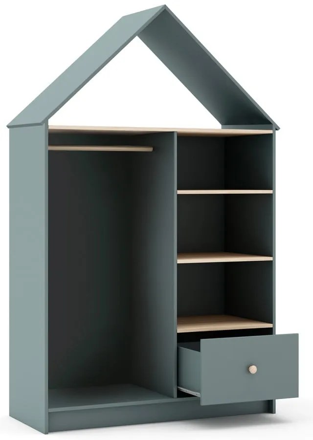 Armadio per bambini verde polveroso a giorno 110x180x45 cm Estefania – Marckeric