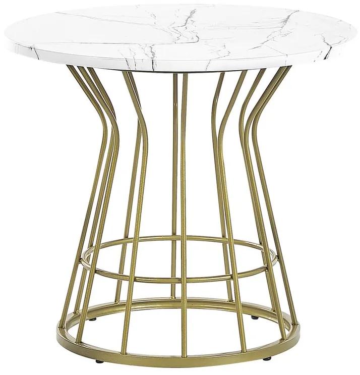Tavolino da caffè effetto marmo bianco e oro ⌀ 50 cm CONCAN Beliani