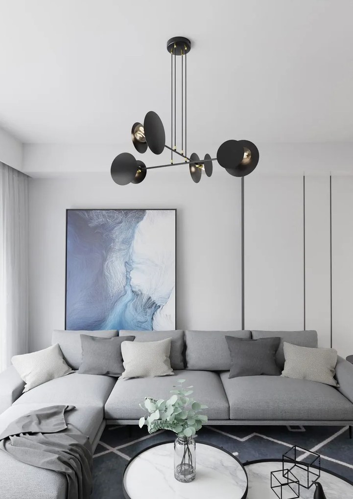 Lampadario a Sospensione in Acciaio IDEA 4 Nero/Bianco 4xE27