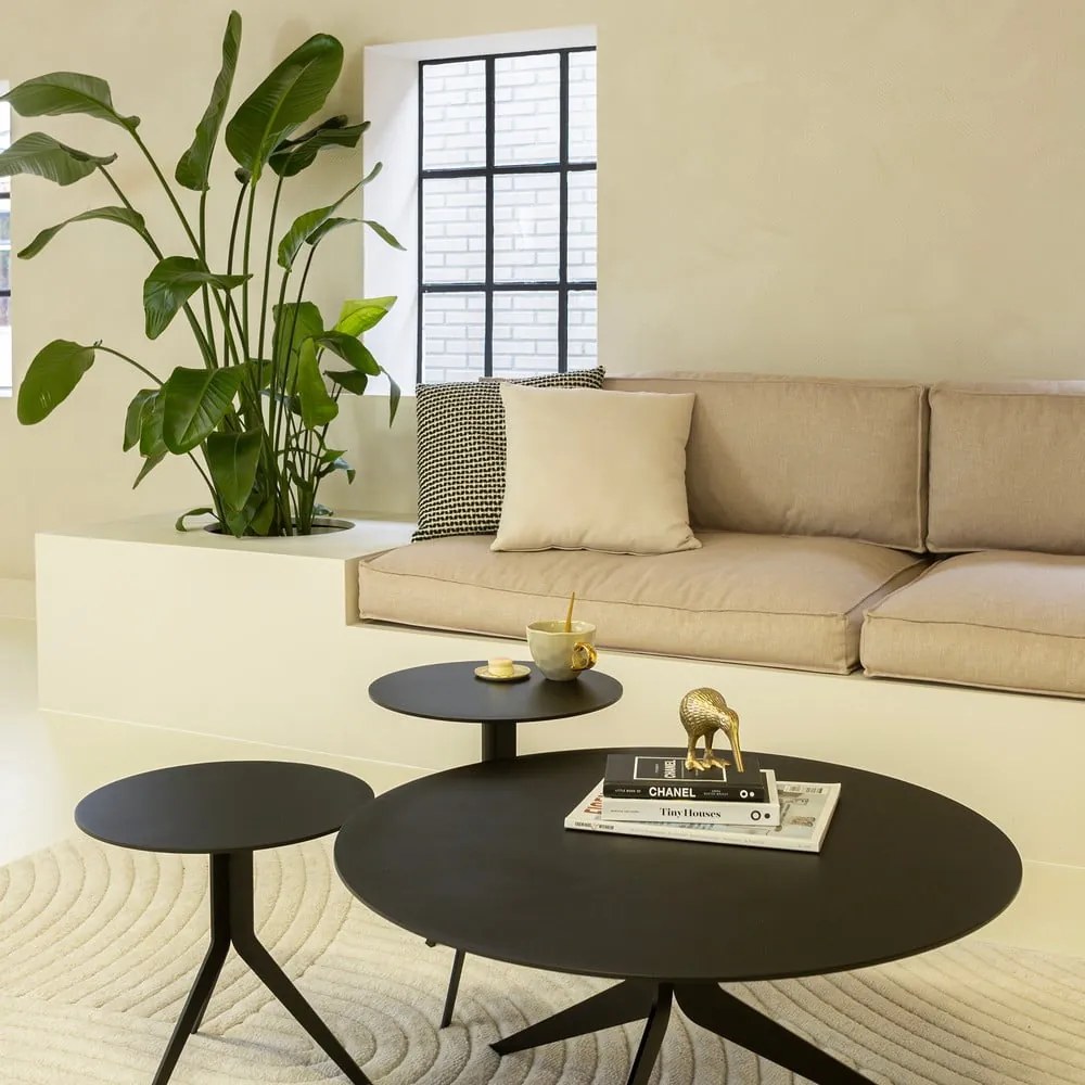 Tavolino da salotto rotondo nero in metallo ø 78 cm Daley – Spinder Design