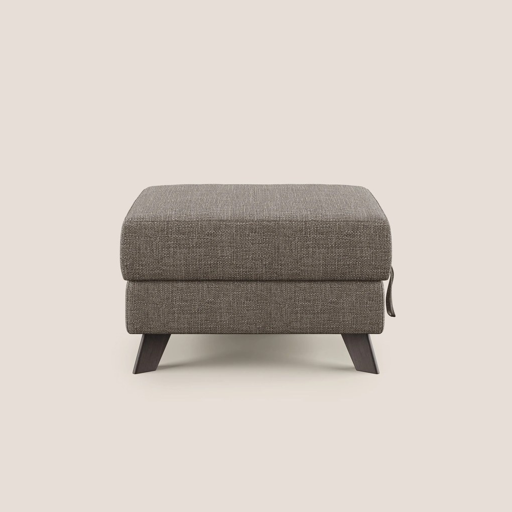 Moon Pouf contenitore e piedini alti in tessuto morbido ad intreccio soft-touch impermeabile T06 marrone