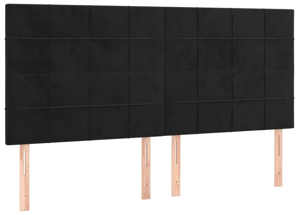 Testiere 4 pz nere 100x5x78/88 cm in velluto