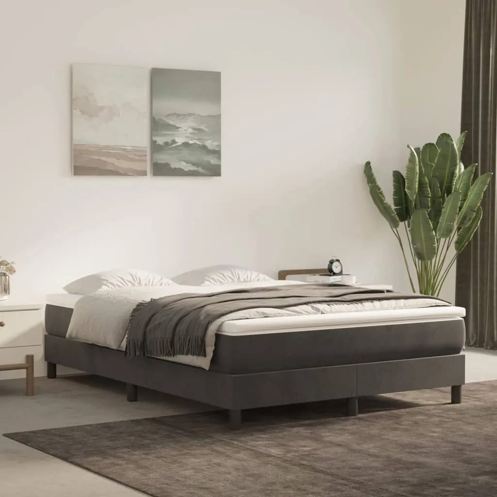 Materasso A Molle Grigio Scuro 140x200x20 Cm İn Velluto /