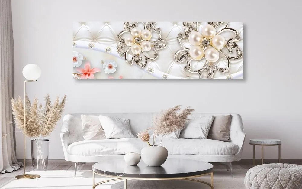 Quadro su tela – Gioielli con motivo floreale
