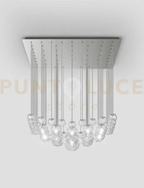 Oto sospensione sur cristallo rigadin nickel satinato 17 luci attac...