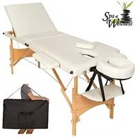 Lettino Massaggi Portatile in Legno 3 Zone Fisioterapia Estetista Zona SPA Beige