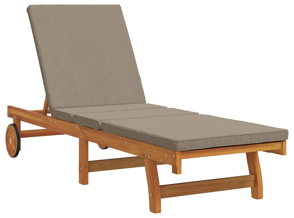 Sdraio con ruote 2 pcs con tavolo e cuscino in legno di acacia massello