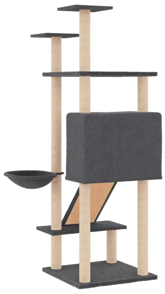 Albero per gatti con tiragraffi in sisal grigio scuro 153 cm