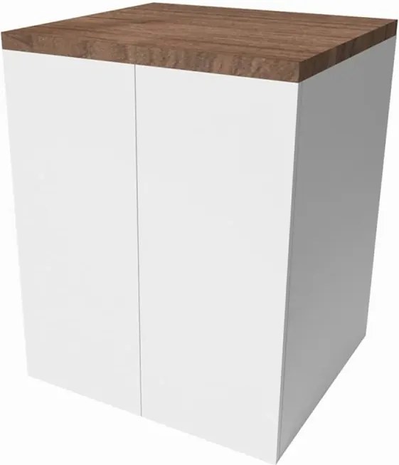 Mobile multiuso con due ante 71x65x91 cm effetto legno e bianco Wanda