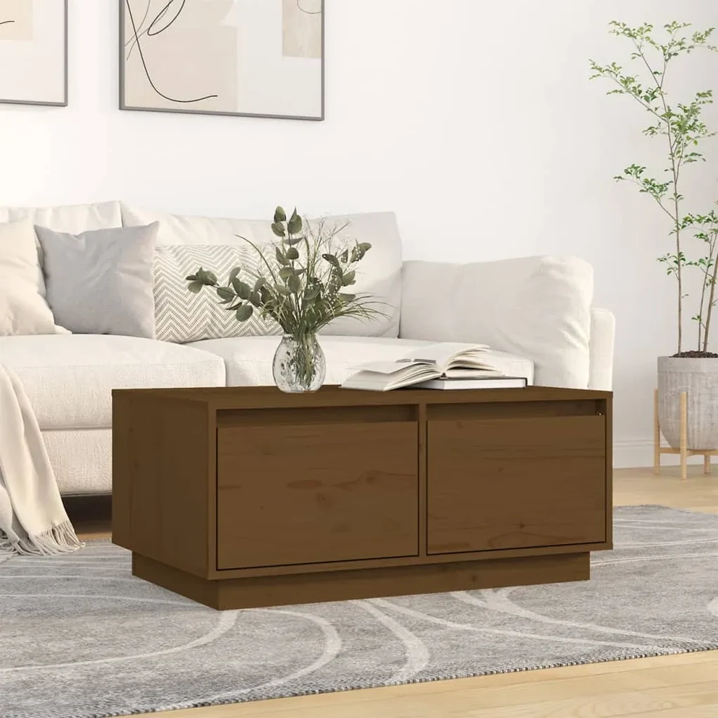 Tavolino da salotto miele 80x50x35 cm legno massello di pino