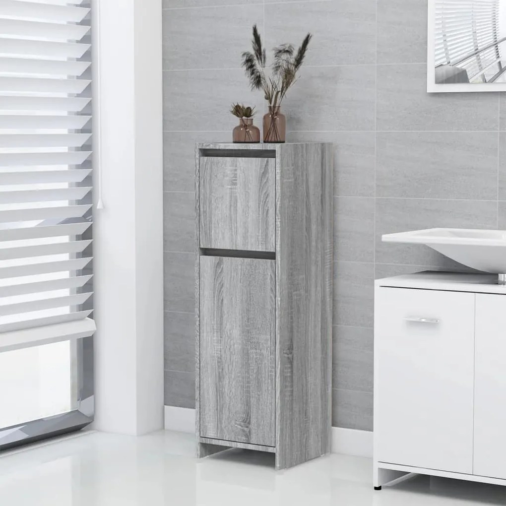 Armadietto Bagno Grigio Sonoma 30x30x95 Cm İn Legno Multistrato /