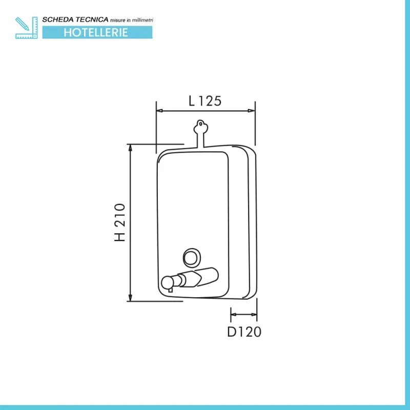 Dispenser sapone liquido a parete 1200 ml in acciaio inox satinato