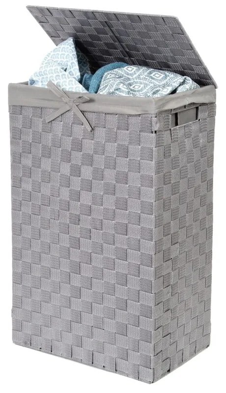 Cesto da bucato grigio con coperchio Cesto da bucato in lino, altezza 60 cm - Compactor