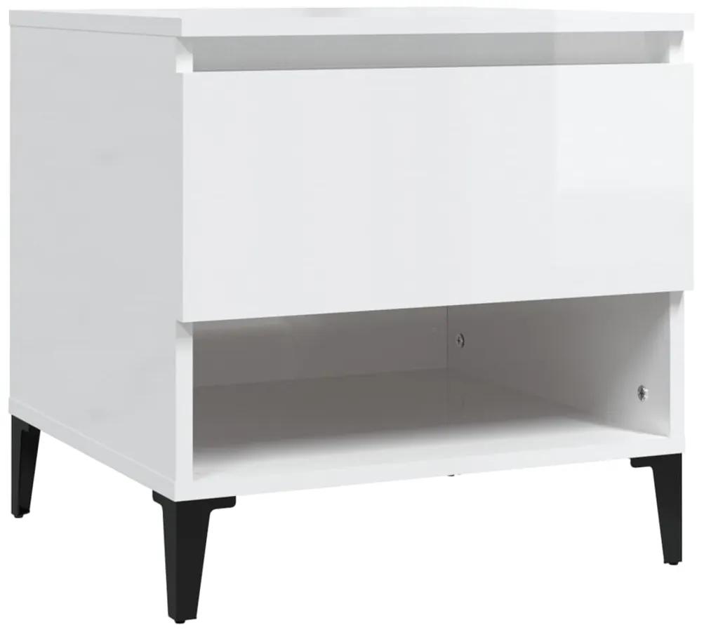 Tavolino bianco lucido 50x46x50 cm in legno multistrato