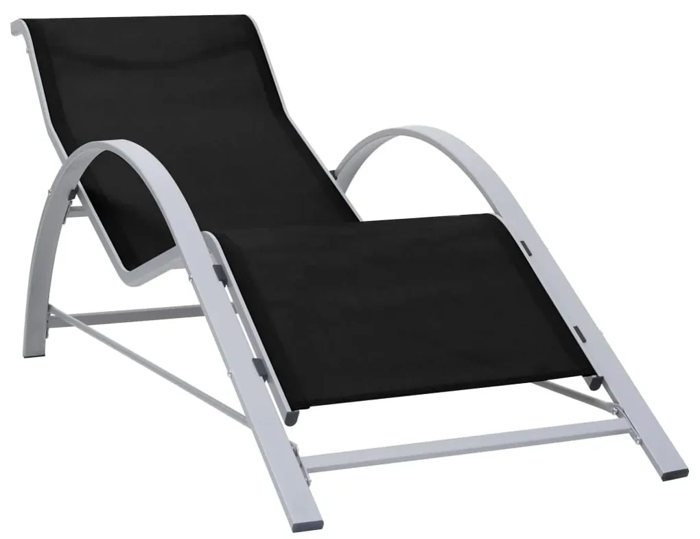 Lettini prendisole con tavolino 2 pz in alluminio nero