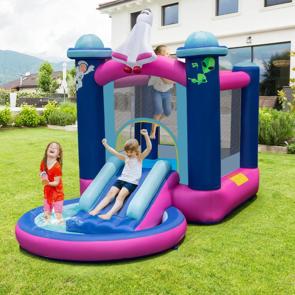 Costway Scivolo gonfiabile per bambini con piscina e borsa da trasporto, Castello gonfiabile d'acqua per cortile