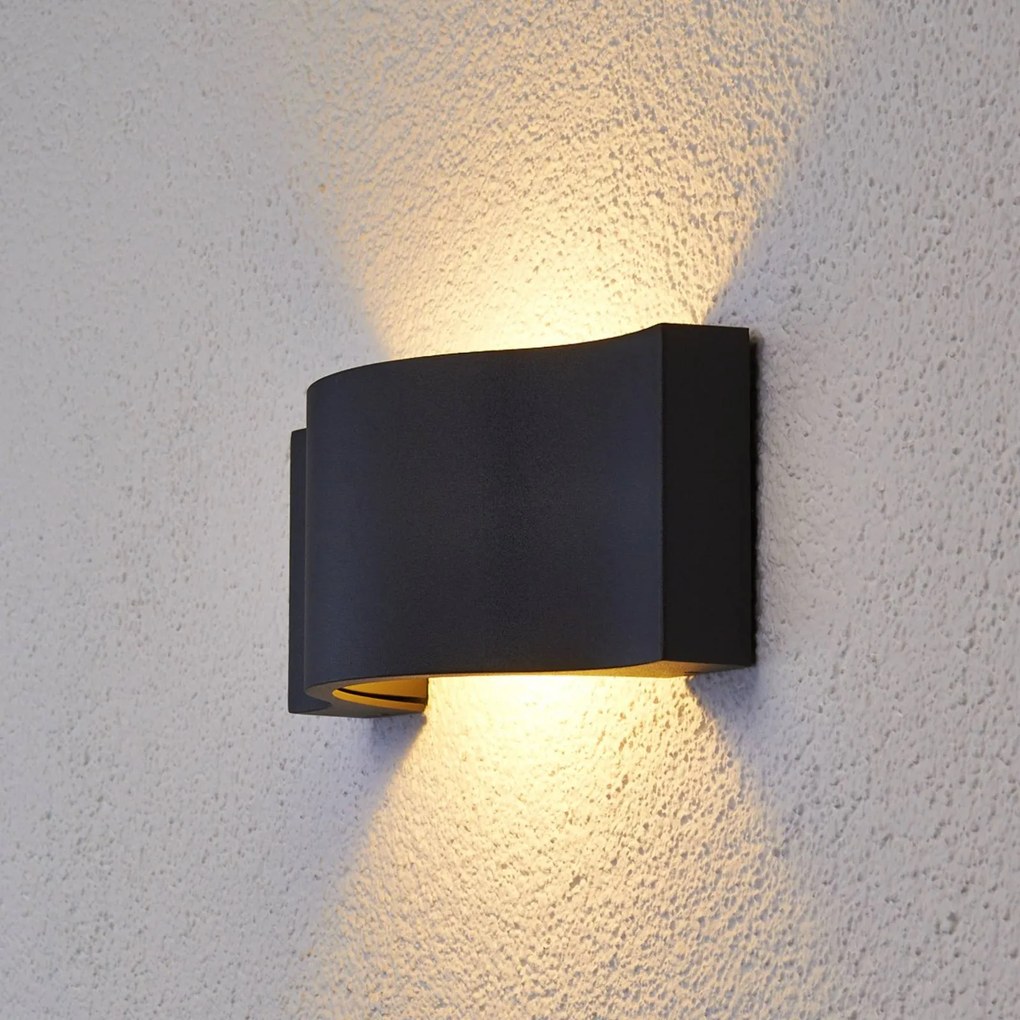 Applique da esterni a LED JACE Lucande, Nero, Alluminio, Moderno, Applique LED da esterni