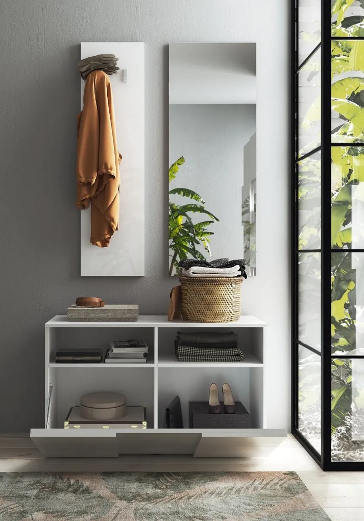 Mobile da ingresso Poly linea Dama in finitura Bianco Lucido