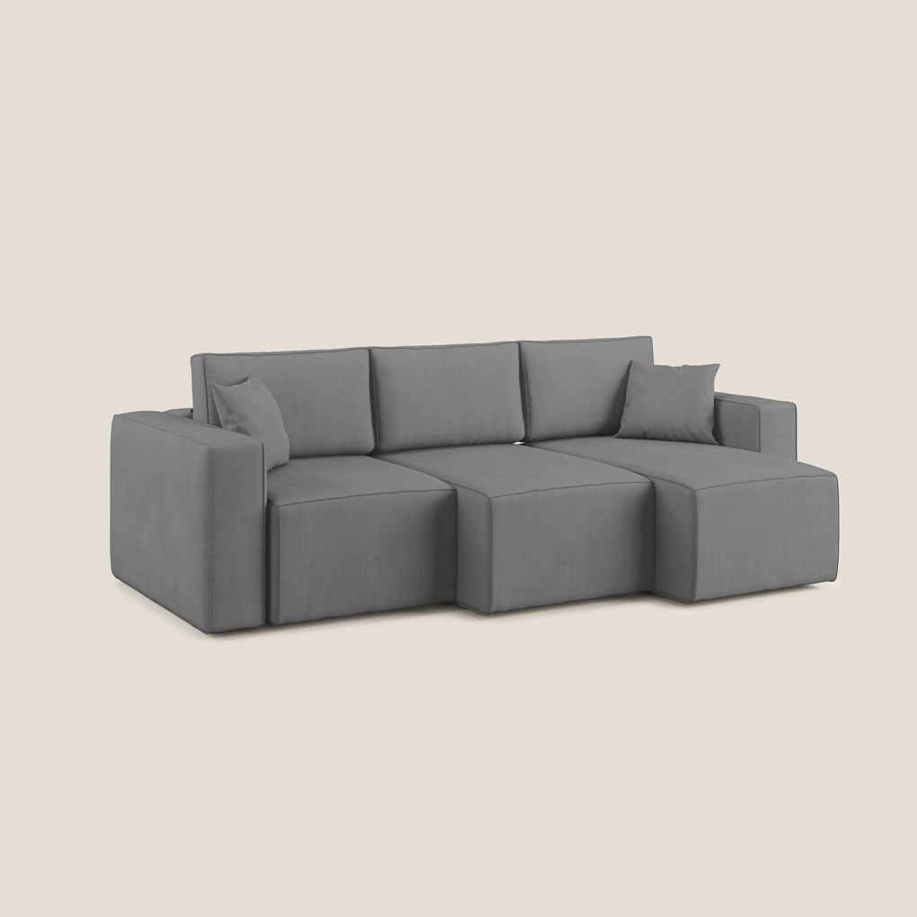 Morfeo divano con 3 sedute estraibili in morbido tessuto impermeabile T02 grigio