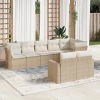 Set Divano da Giardino 8 pz con Cuscini Beige in Polyrattan 3219208