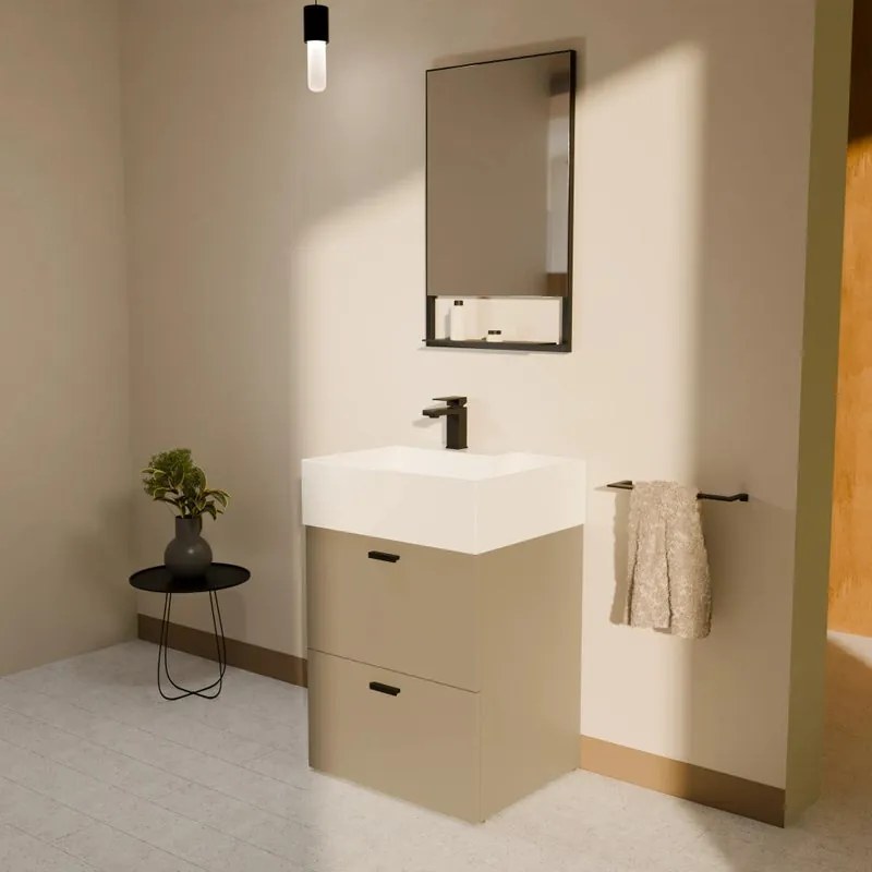 Mobile da bagno a terra 60x50x h82,5 cm corda opaco, 2 cassetti COLAVENE Nobu