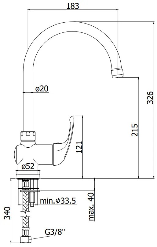 Paffoni apollo 3 apm3180 miscelatore lavello cucina monoforo con canna orientabile cromo