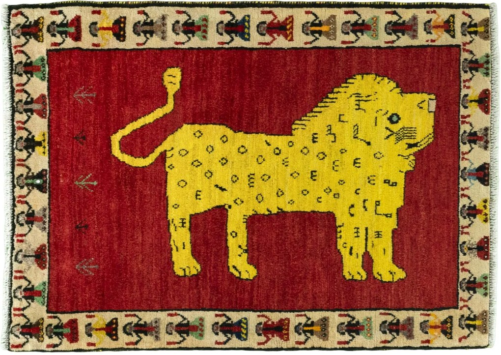 Gabbeh Tappeto 90 x 120 Rosso (Iran) Annodato A Mano