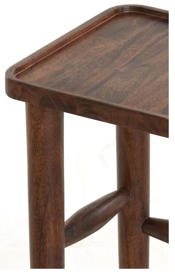 Tavolino in legno massiccio di acacia 42x42 cm Qiano - Light & Living