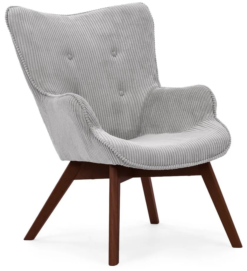 Poltrona grigia con rivestimento in velluto a coste Niko – Ropez