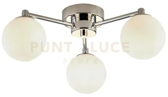 Tiberius 3lt flush - metallo cromato e vetro satinato bianco