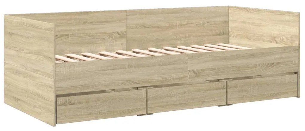 Divano letto con cassetti rovere sonoma 75x190 cm multistrato