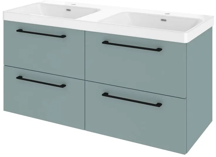 Mobile da bagno sospeso sotto lavabo L 60 x H 58 x P 46 cm verde laminato opaco, 2 cassetti SENSEA Remix