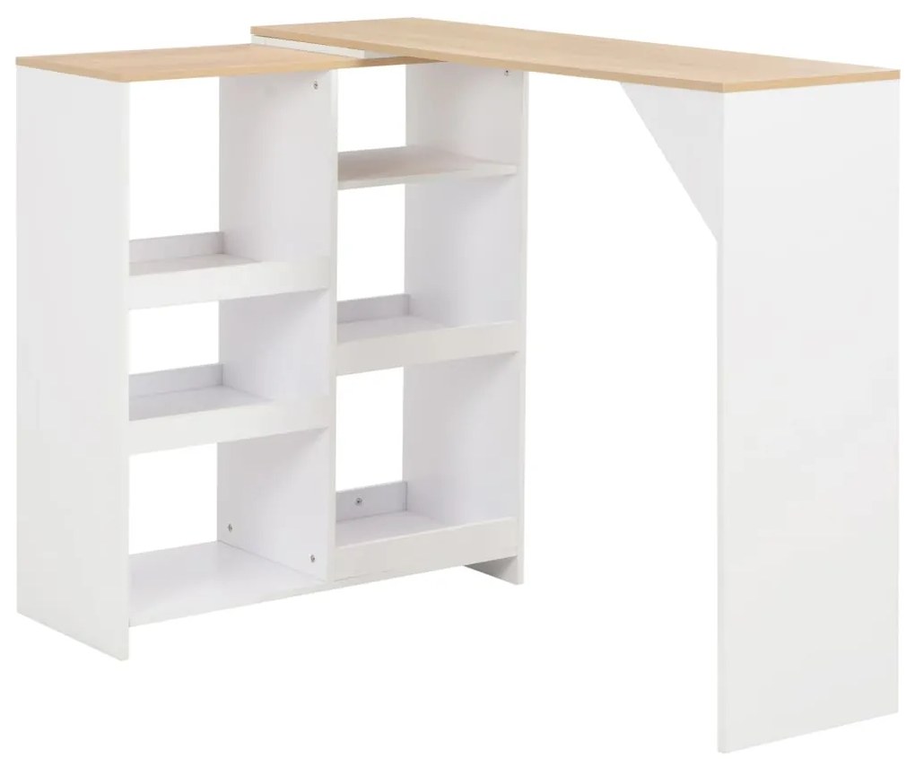 Tavolo da bar con scaffale mobile bianco 138x39x110 cm