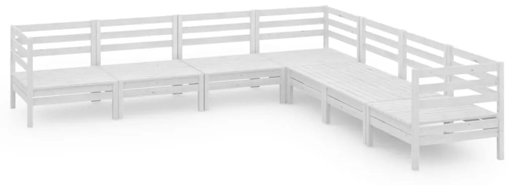 Set salotto da giardino 7 pz in legno massello di pino bianco