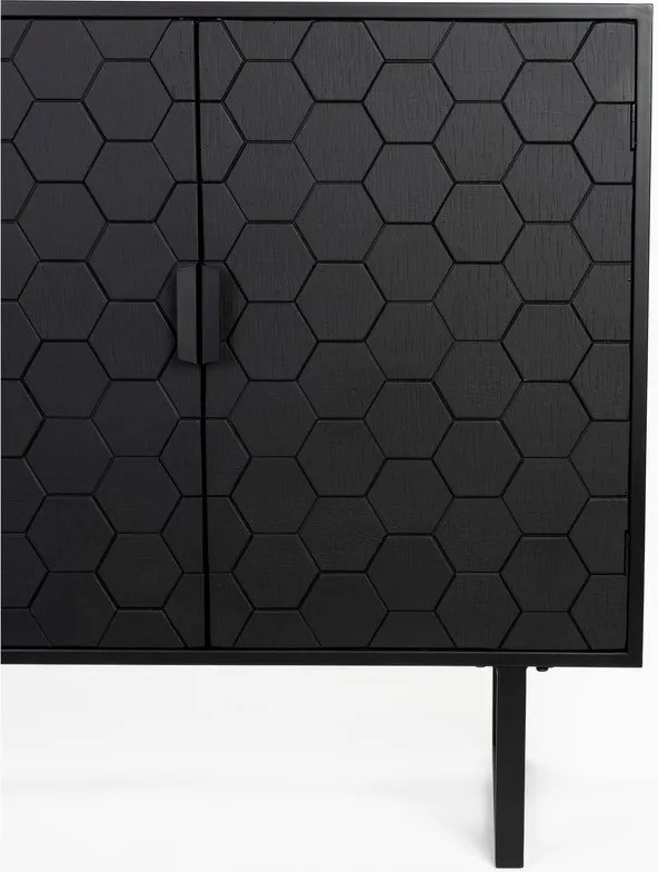 Cassettiera bassa nera in legno di pino 135x90 cm Linc - White Label