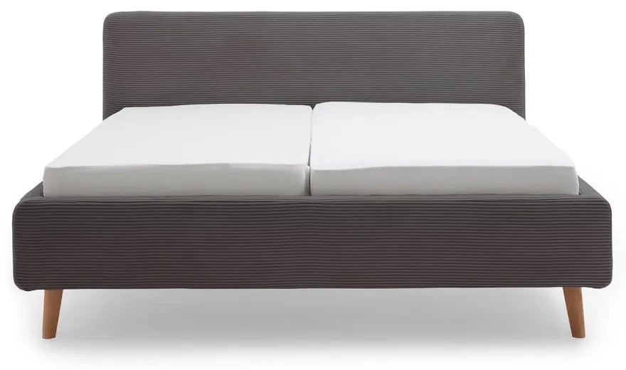 Letto matrimoniale imbottito grigio scuro rete non inclusa 160x200 cm Mattis Cord – Meise Möbel