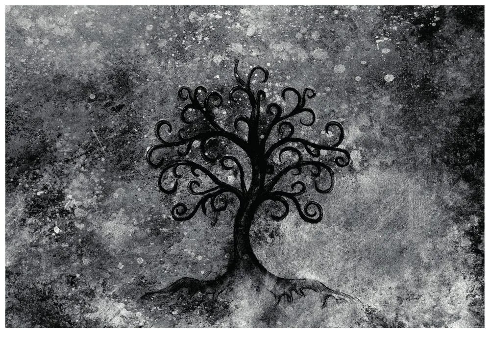Carta da parati – Albero della vita in bianco e nero